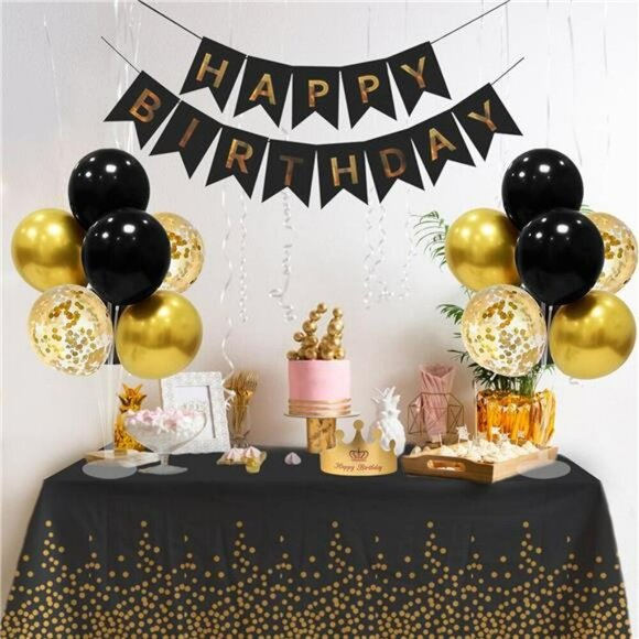 Black Gold Balloon Stand Centerpiece Kit Birthday Wedding Graduation Decor - Picture 4 of 7